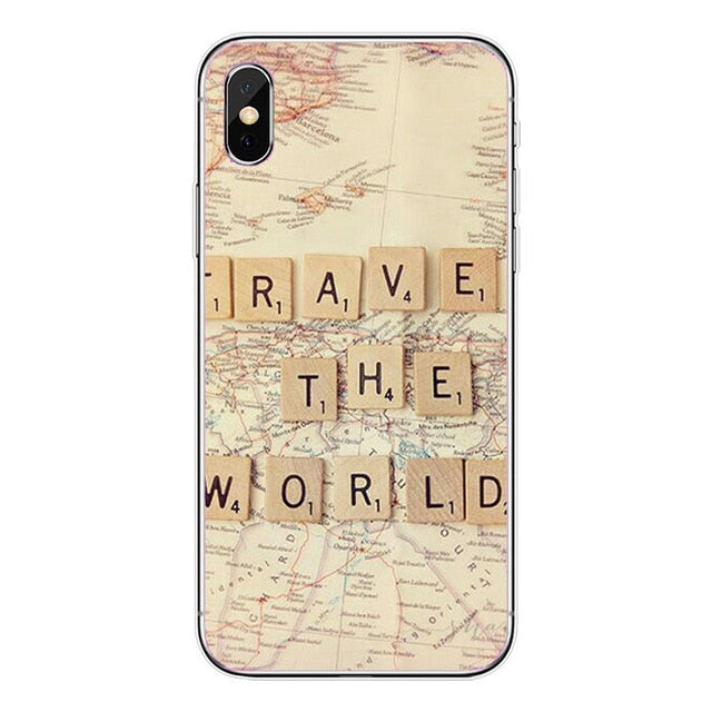 World Map Travel Just Go Soft Clear Phone Case Cover Coque Fundas For iPhone  XS MAX 5 6 6Plus 7 7Plus 8 8Plus X Fundas Cover - thisusefultips