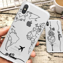 Load image into Gallery viewer, World Map Travel Plans Clear Soft Phone Case For iPhone For iPhone X XS Max 7 8 6 Plus XR Cases DIY Custom Name Line Phone Cover - thisusefultips