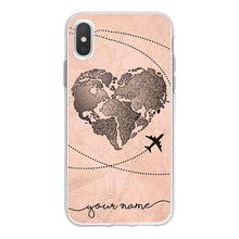 Load image into Gallery viewer, World Map Travel Plans Clear Soft Phone Case For iPhone For iPhone X XS Max 7 8 6 Plus XR Cases DIY Custom Name Line Phone Cover - thisusefultips