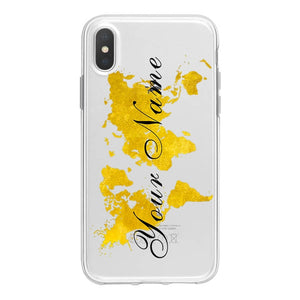 World Map Travel Plans Clear Soft Phone Case For iPhone For iPhone X XS Max 7 8 6 Plus XR Cases DIY Custom Name Line Phone Cover - thisusefultips