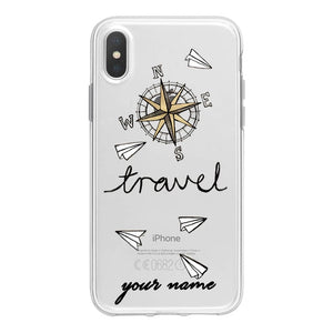 World Map Travel Plans Clear Soft Phone Case For iPhone For iPhone X XS Max 7 8 6 Plus XR Cases DIY Custom Name Line Phone Cover - thisusefultips