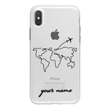 Load image into Gallery viewer, World Map Travel Plans Clear Soft Phone Case For iPhone For iPhone X XS Max 7 8 6 Plus XR Cases DIY Custom Name Line Phone Cover - thisusefultips