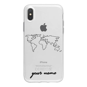 World Map Travel Plans Clear Soft Phone Case For iPhone For iPhone X XS Max 7 8 6 Plus XR Cases DIY Custom Name Line Phone Cover - thisusefultips