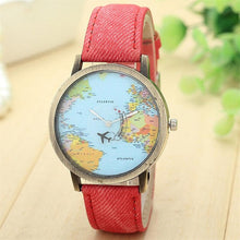 Load image into Gallery viewer, Hot Sale Mini World Fashion Quartz Watch Men Unisex Map Airplane Travel Around The World Women Leather Dress Wrist Watches#5 - thisusefultips