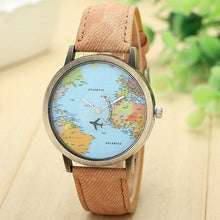 Load image into Gallery viewer, Hot Sale Mini World Fashion Quartz Watch Men Unisex Map Airplane Travel Around The World Women Leather Dress Wrist Watches#5 - thisusefultips