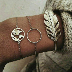 World Map Bracelets For Women Travel Jewellery Rose Gold Chain Friendship Sister Gifts Globe Bracelet Femme BFF - thisusefultips