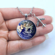 Load image into Gallery viewer, 2019 New World Map Necklace Travel Explore Discover Glass Dome Cabachon Plane Charm Pendant Necklace Men Women Gifts - thisusefultips