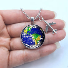 Load image into Gallery viewer, 2019 New World Map Necklace Travel Explore Discover Glass Dome Cabachon Plane Charm Pendant Necklace Men Women Gifts - thisusefultips