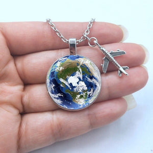 2019 New World Map Necklace Travel Explore Discover Glass Dome Cabachon Plane Charm Pendant Necklace Men Women Gifts - thisusefultips