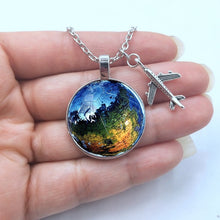 Load image into Gallery viewer, 2019 New World Map Necklace Travel Explore Discover Glass Dome Cabachon Plane Charm Pendant Necklace Men Women Gifts - thisusefultips