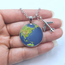 Load image into Gallery viewer, 2019 New World Map Necklace Travel Explore Discover Glass Dome Cabachon Plane Charm Pendant Necklace Men Women Gifts - thisusefultips