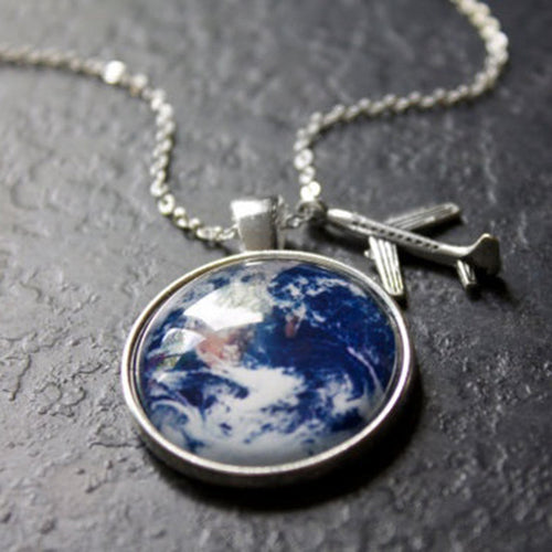 Vintage Compass World Map Earth Necklace Travel Explore Discover Jewelry Glass Cabachon Pendant Chain Necklace Gifts for Women - thisusefultips