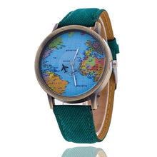 Load image into Gallery viewer, Fashion Global Travel By Plane Map Denim Fabric Band Watch Casual Women Wristwatches Quartz Watch  Relogio Feminino Gift - thisusefultips