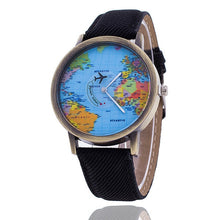 Load image into Gallery viewer, Fashion Global Travel By Plane Map Denim Fabric Band Watch Casual Women Wristwatches Quartz Watch  Relogio Feminino Gift - thisusefultips