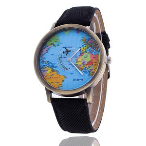 Fashion Global Travel By Plane Map Denim Fabric Band Watch Casual Women Wristwatches Quartz Watch  Relogio Feminino Gift - thisusefultips