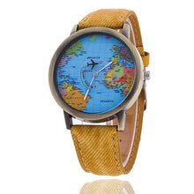 Load image into Gallery viewer, Fashion Global Travel By Plane Map Denim Fabric Band Watch Casual Women Wristwatches Quartz Watch  Relogio Feminino Gift - thisusefultips