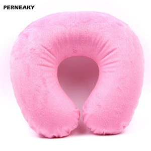 U Shaped Inflated Comfort Home Travel Car Neck Pillow Cushion Sleep Support Pain Relief Soft Travel Accessories - thisusefultips