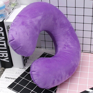 U Shaped Inflated Comfort Home Travel Car Neck Pillow Cushion Sleep Support Pain Relief Soft Travel Accessories - thisusefultips