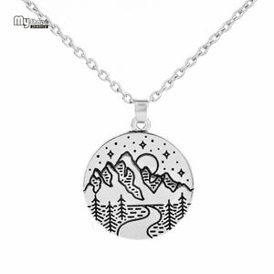 My shape valentine Himalayas Mountain Necklace Wanderlust Pendants Gift for Climbers Travel Antique Silver Charm 28*25mm - thisusefultips