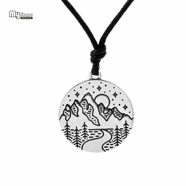 My shape valentine Himalayas Mountain Necklace Wanderlust Pendants Gift for Climbers Travel Antique Silver Charm 28*25mm - thisusefultips