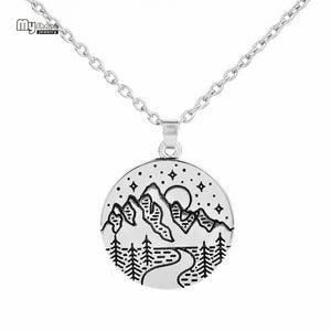 My shape valentine Himalayas Mountain Necklace Wanderlust Pendants Gift for Climbers Travel Antique Silver Charm 28*25mm - thisusefultips