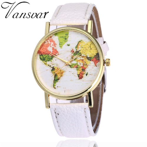 Fashion Quartz Watch Men Unisex World Map plane Traveling Around the World Leather Dress Women Wristwatches Hot sale #5/22 - thisusefultips