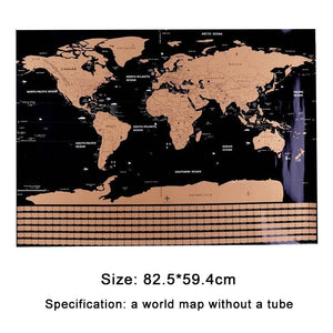 82.5X59.4cm Black World Travel Map Scratch Off Map Personalized Erase World Map Without Tube Creative Decoration Wall Stickers - thisusefultips