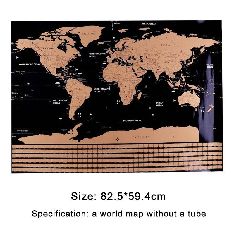 82.5X59.4cm Black World Travel Map Scratch Off Map Personalized Erase World Map Without Tube Creative Decoration Wall Stickers - thisusefultips