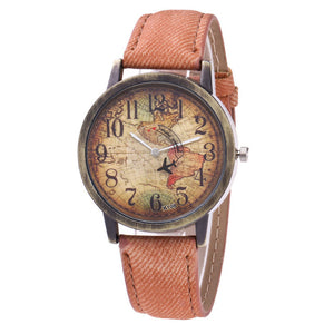 New Fashion Quartz Watch Men Unisex Map Airplane Travel Around The World Women Leather Dress Wrist Watches Relogio Feminino 328 - thisusefultips