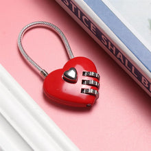 Load image into Gallery viewer, Heart Password Lock Wire Rope Resettable Combination Three Bit Digital Lock Padlock Travel Bags Security Lock Girl Like - thisusefultips