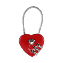 Load image into Gallery viewer, Heart Password Lock Wire Rope Resettable Combination Three Bit Digital Lock Padlock Travel Bags Security Lock Girl Like - thisusefultips